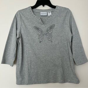Alfred Dunner Butterfly Rhinestone Blouse